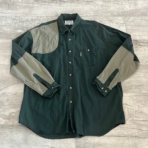 Vintage COLUMBIA Green & Khaki Hunting Shooting Button Front Shirt Size:‎ XXL